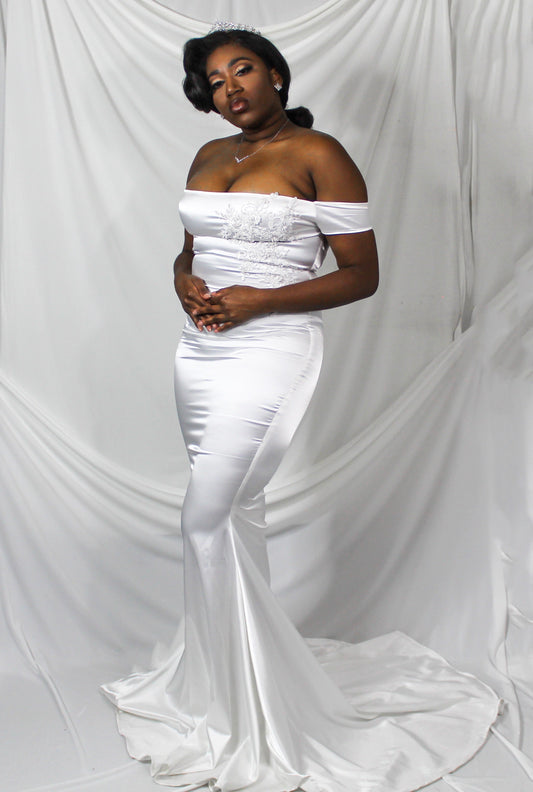 Lena Off the Shoulder Beaded Wedding Dress